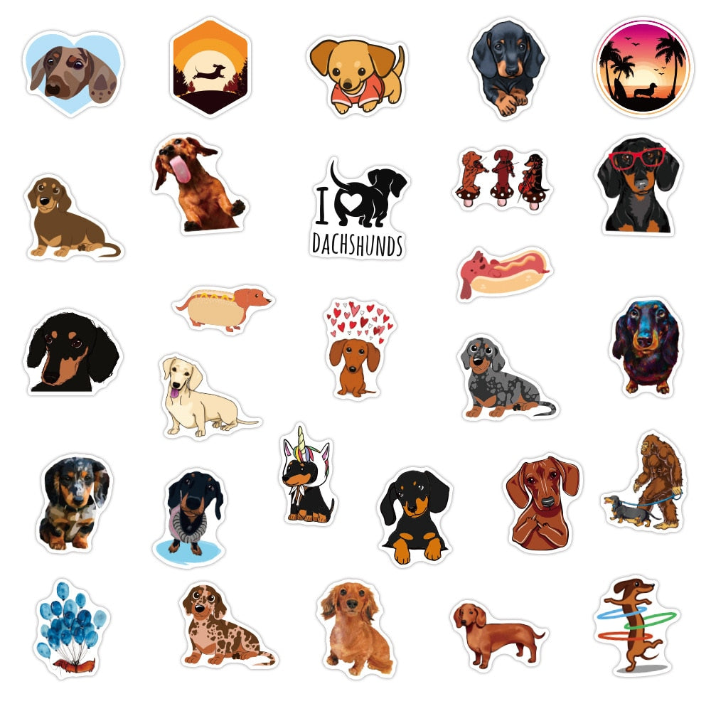 Sausage Dog Sticker Pack 10-50 pieces