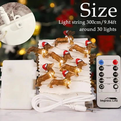 Dachshund Christmas String Lights